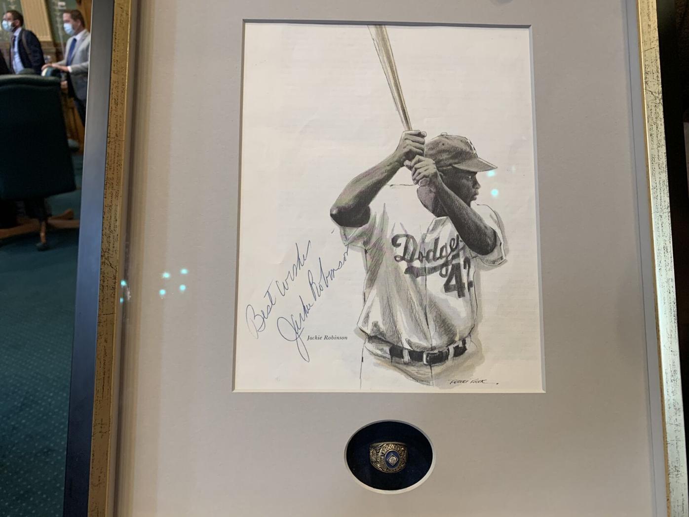 Jackie Robinson picture with WS ring