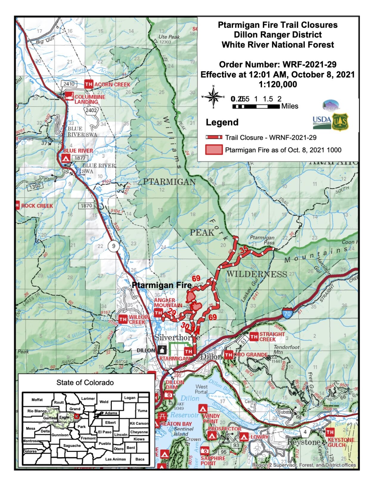 Ptarmigan Fire closure area