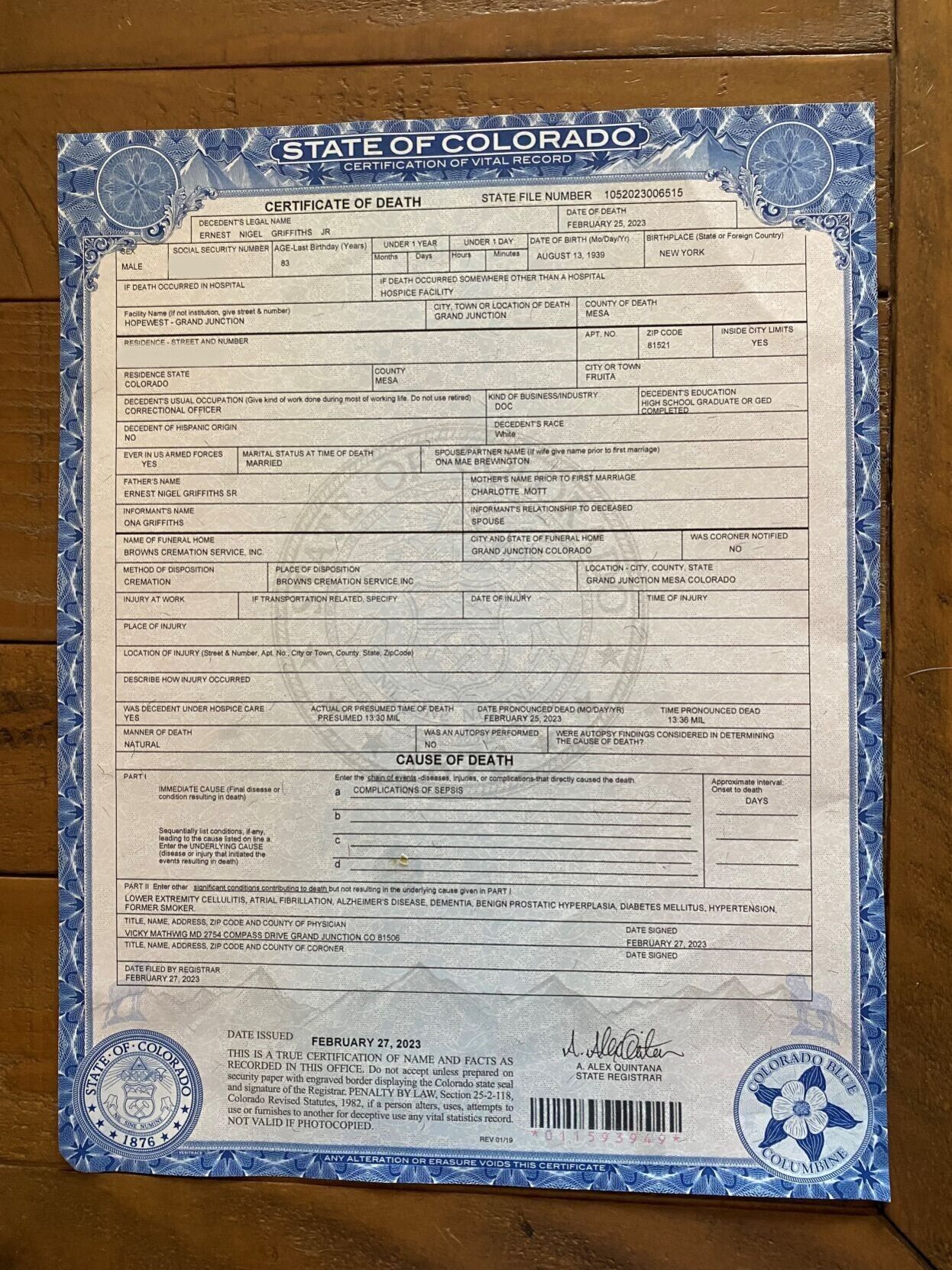 Death certificate VA story
