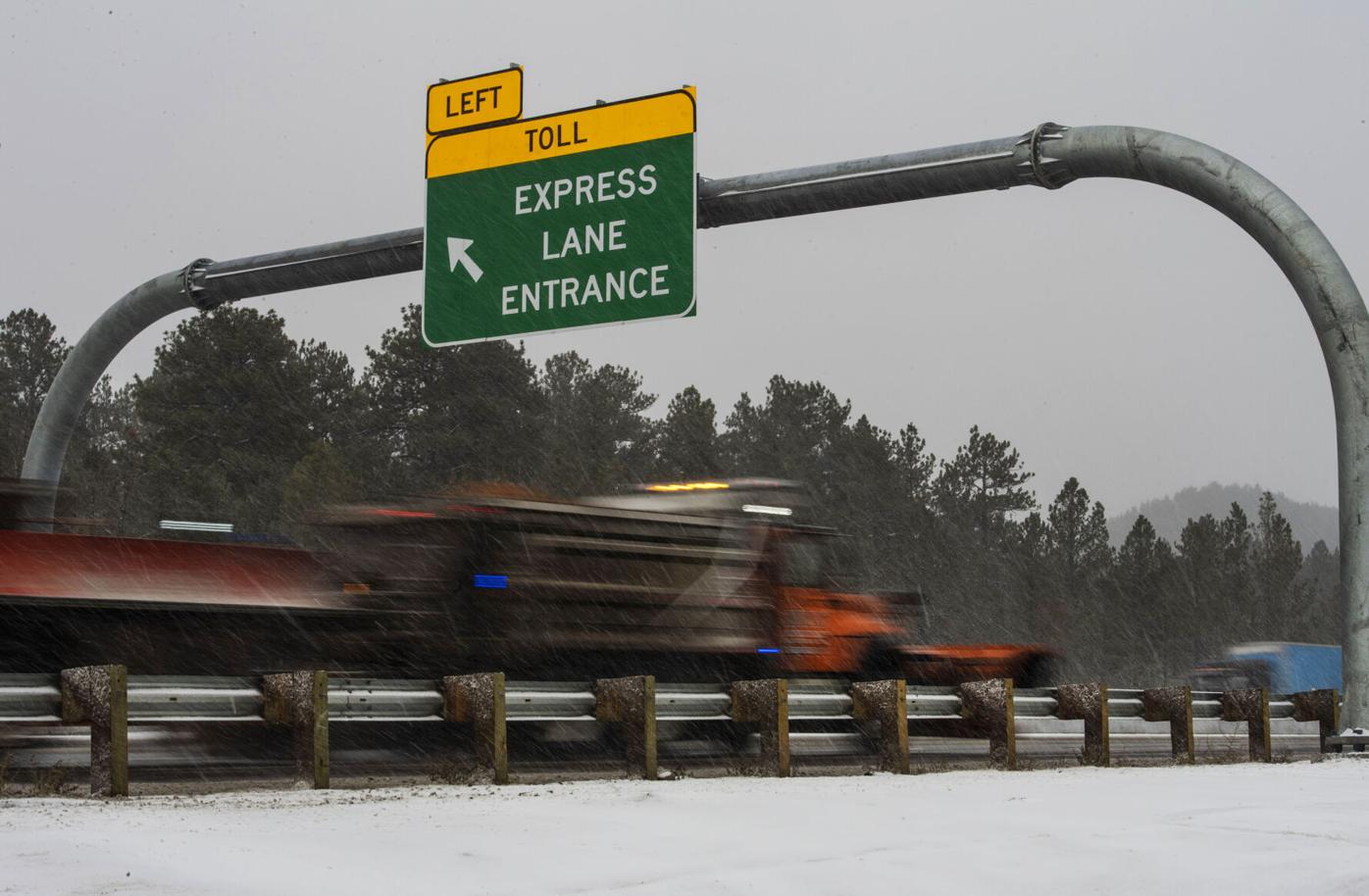 Express lanes on interstate 25, somewhere between Monument and Castle Rock, on Dec. 10, 2021