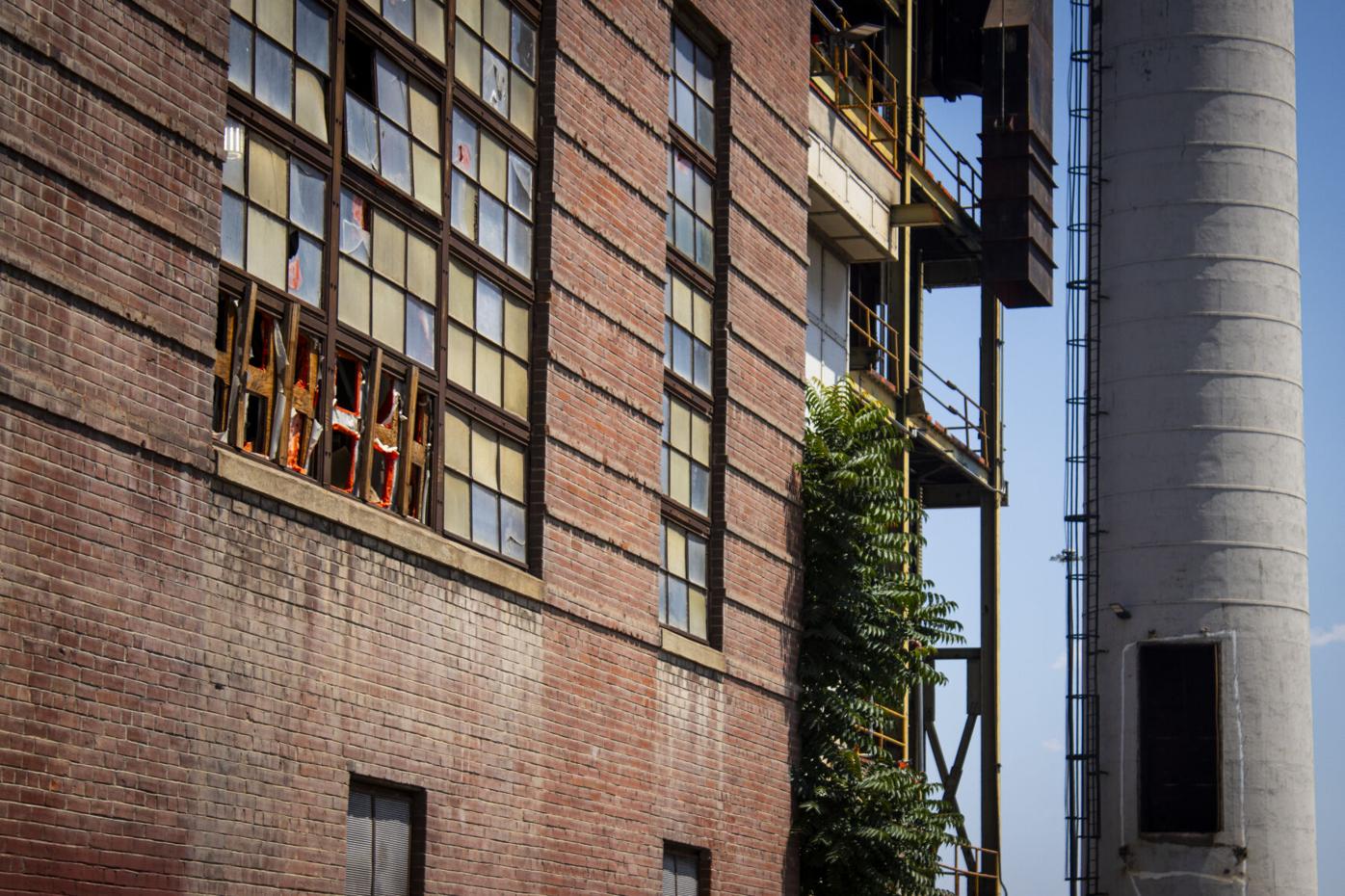 Broken windows of Zuni steam plant