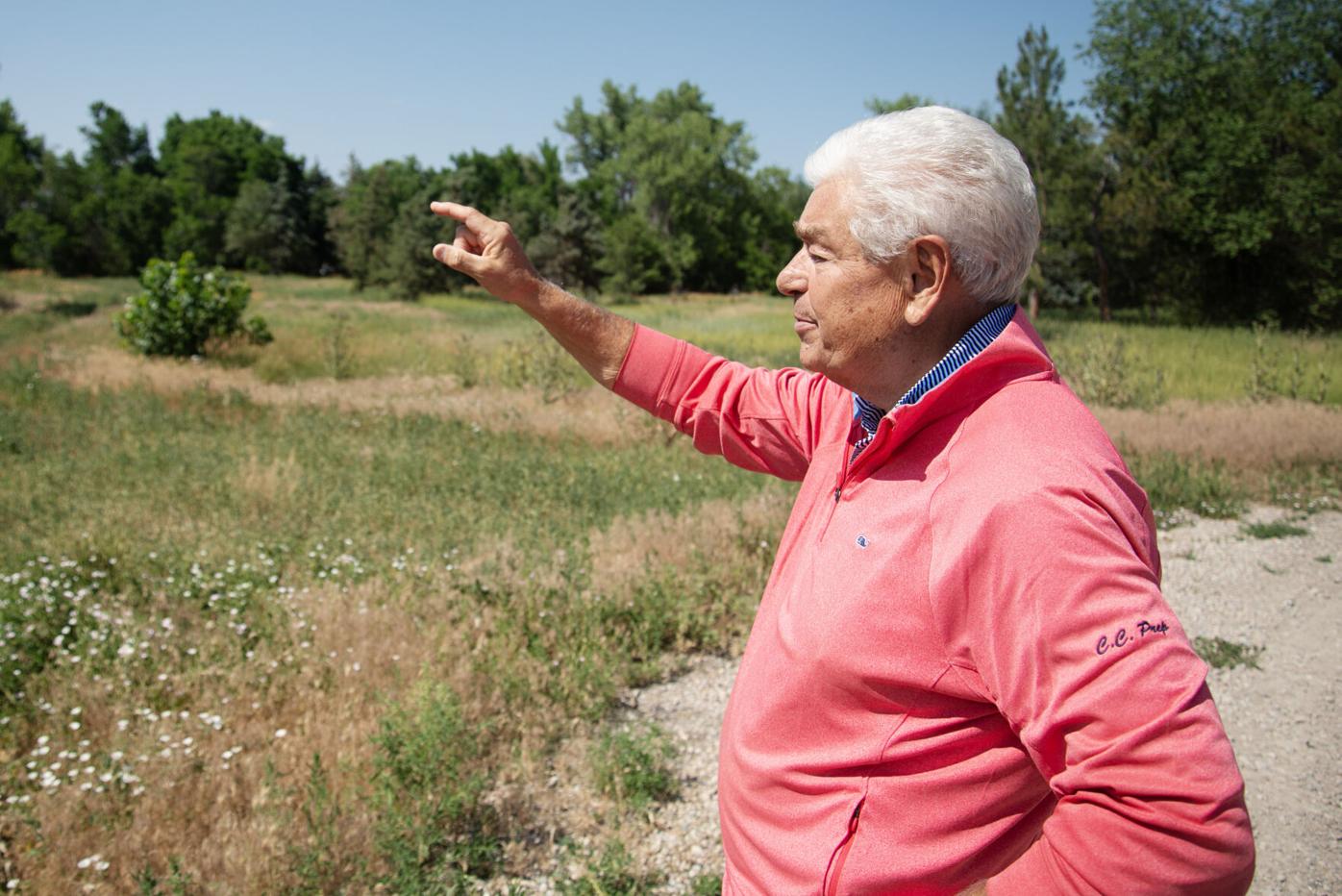 David Tschetter points to various locations on his sprawling Christensen Lane