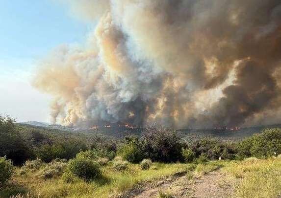 The South Rim fire at the Black Canyon of the Gunnison National Park burns in this photo from Monday, July 14, 2025.