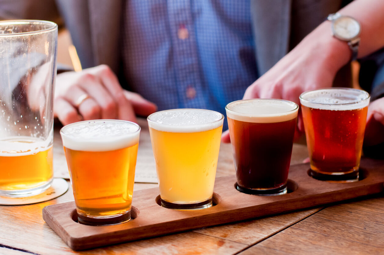 Selection of craft beers in a flight ready for tasting Photo Credit: Daria Nipot (iStock) (copy)