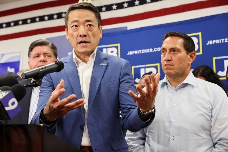 Democratic lawmakers from Texas hold a press conference with Illinois Governor J.B. Pritzker (copy)